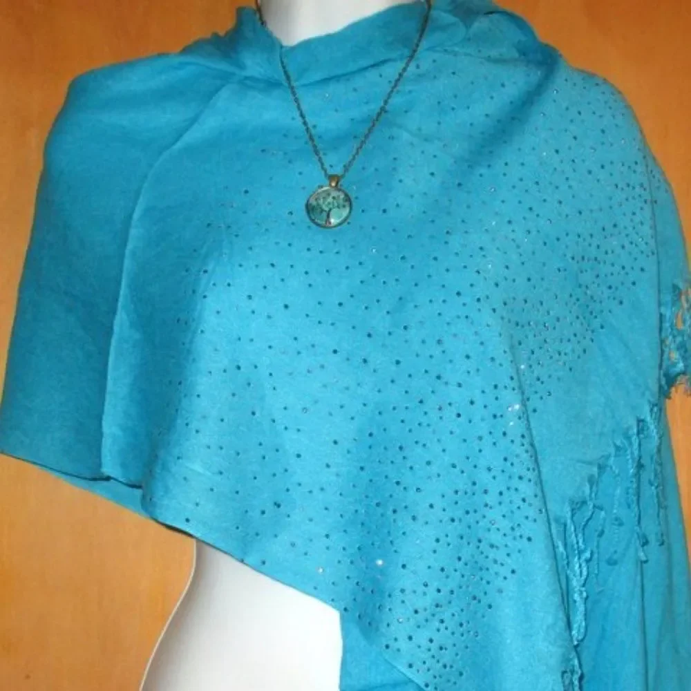 Scarf 100% Polyester Blue Long